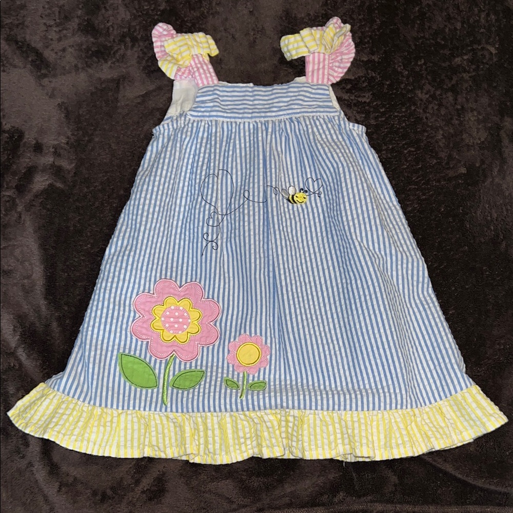 Blueberi Boulevard Blue and White Striped Dress Size 2T